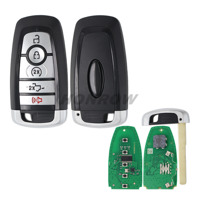 For Ford Mustang F-150 4+1 button Smart Key with 433.92MHz FSK NCF29A1 / HITAG PRO / 49CHIP FCC ID: M3N-A3C108397 IC: 7812-A3C108397 Part No.: PC3T-15K601-BB