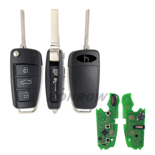 For original Audi keyless go 3 button remote key with ID48 chip 434mhz  HLO DE FCCIDl:8X0837220D Hella 5F A 010 659 70  204Y11000400