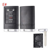 For Cadillac 2+1/3+1/4+1/5+1 buttons smart remote key blank without logo