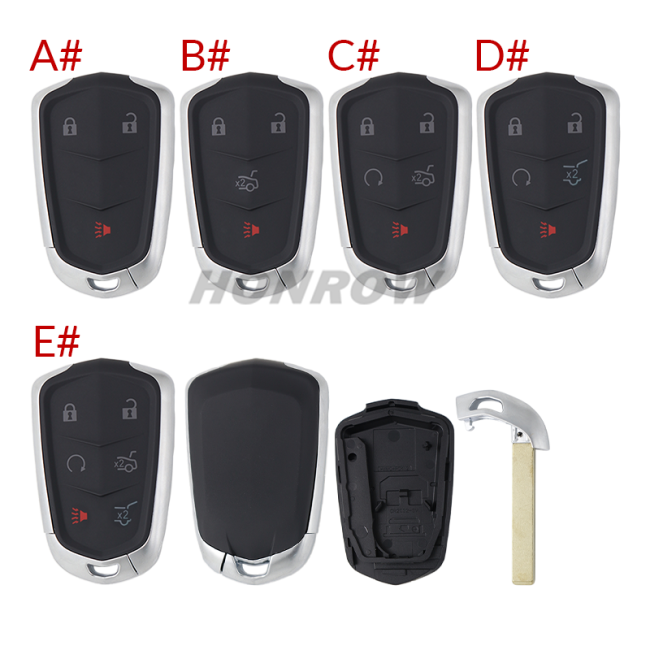 For Cadillac SRX CTS ATS XTS 2+1/3+1/4+1/5+1 buttons smart remote key shell without logo