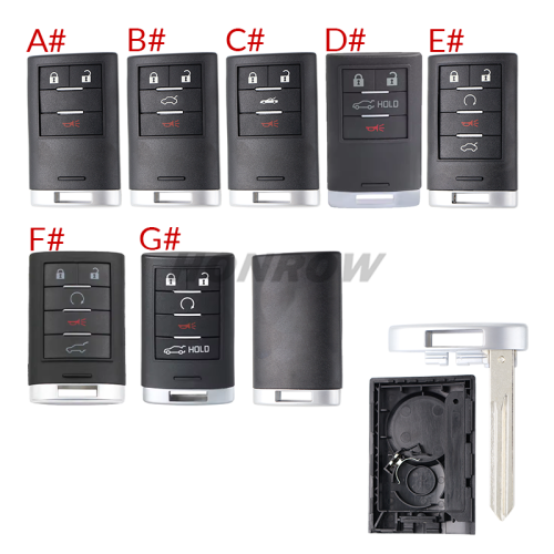 For Cadillac 2+1/3+1/4+1/5+1 buttons smart remote key blank without logo