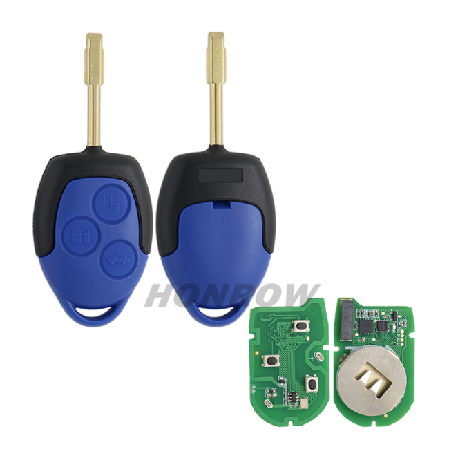 AfterMarket Ford Transit blue  3 button remote key with 433.92Mhz FSK 4D63 chip The vehicle can be stared without installing the battery