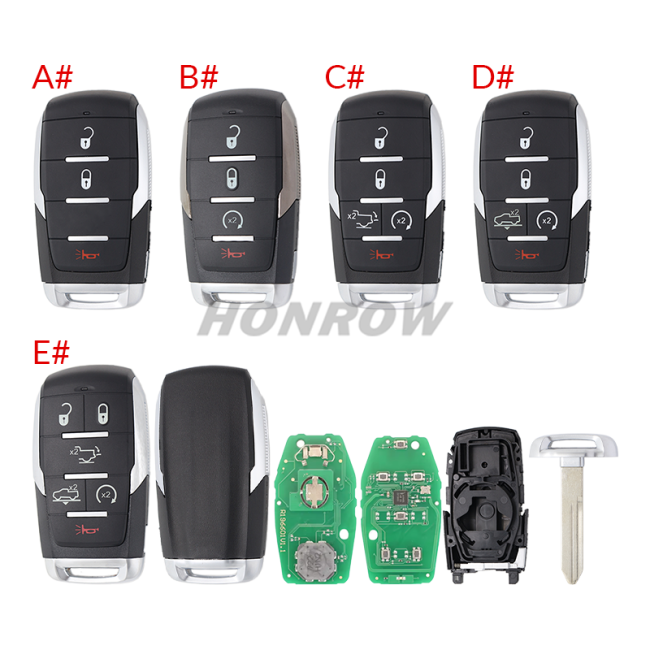For RAM 2+1/3+1/4+1/5+1 buttons smart key with PCF7939M / HITAG AES / 4A Chip 433MHz FCC:OHT-4882056