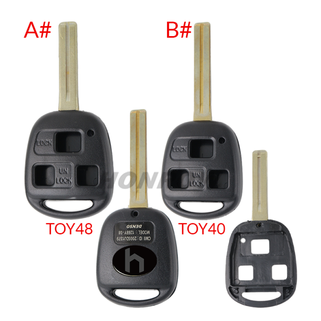 For Toyota 3 button remote key blank A# TOY48 Blade B# TOY40 Blade