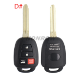 For Toyota 2/2+1/3/3+1 button remote key blank without logo