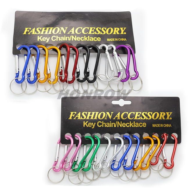 24pcs/lot Carabiner Keychain Alluminum D-ring  Buckle Spring Snap Hook Clip DIY KeychainClasp  Outdoor Camping Tool Jewelry Making