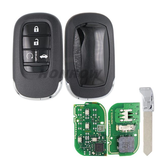 For Honda 4 button Smart Remote Car key with 433MHZ 4A Chip  FCC ID : KR5TP-4