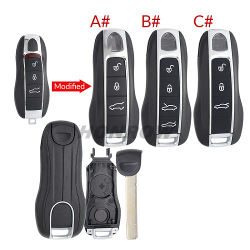 For Porsche modified 3 button remote key blank with emmergency key blade