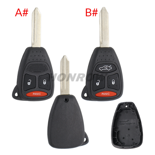 For High Quality GTL Chrysler 2+1/3+1 button remote key shell Stronger enhanced Version