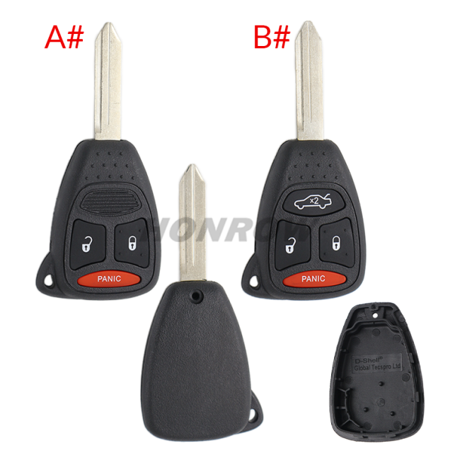 For High Quality GTL Chrysler 2+1/3+1 button remote key shell Stronger enhanced Version