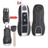 For Porsche modified 3 button remote key blank with emmergency key blade