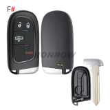 For Chrysler 2/2+1/3/3+1/4/4+1 button remote key shell without logo