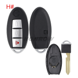 For Nissan 2/2+1/3/3+1 button remote key blank with emergency blade