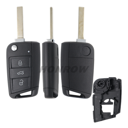 For VW Golf7 3 button remote key shell with HU162t blade