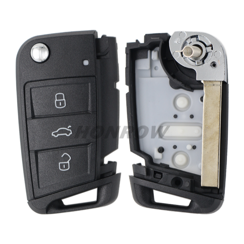 For VW Golf7 3 button remote key shell with HU162t blade