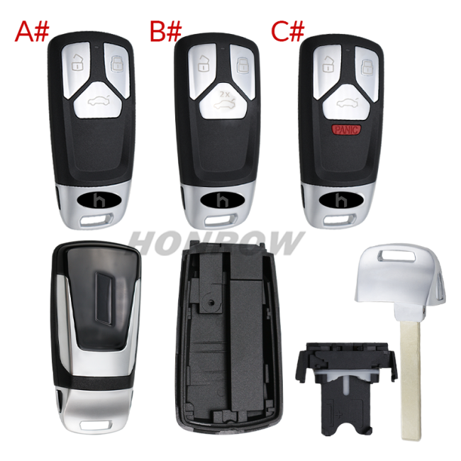 For Audi allroad  B9 Q5 Q7 TT TTS keyless 3/3+1 button remote key blank