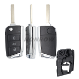 For VW Gof7 3 button remote key shell with HU162T key blade