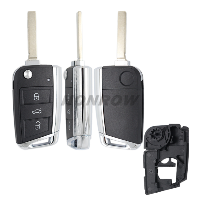 For VW Gof7 3 button remote key shell with HU162T key blade