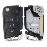 For VW Gof7 3 button remote key shell with HU162T key blade