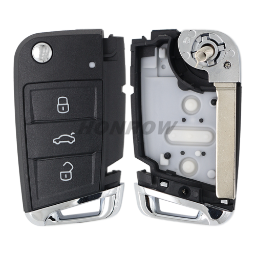 For VW Gof7 3 button remote key shell with HU162T key blade