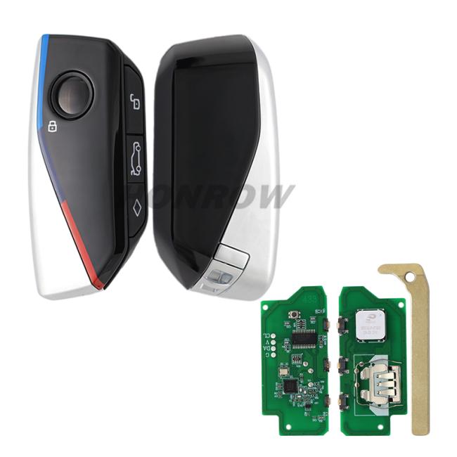 For BMW FEM BDC CAS4 CAS4+ 4 button Smart Remote Key with 433MHz HTTAG-PRO(ID49) PCF7953P chip Sliver Color