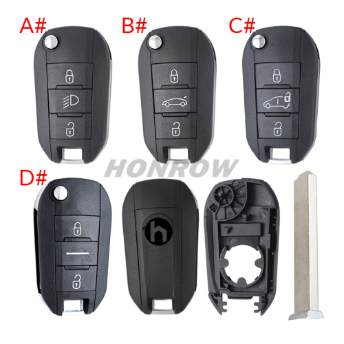For Opel 3 button remote  Key Shell with VA2 307 blade