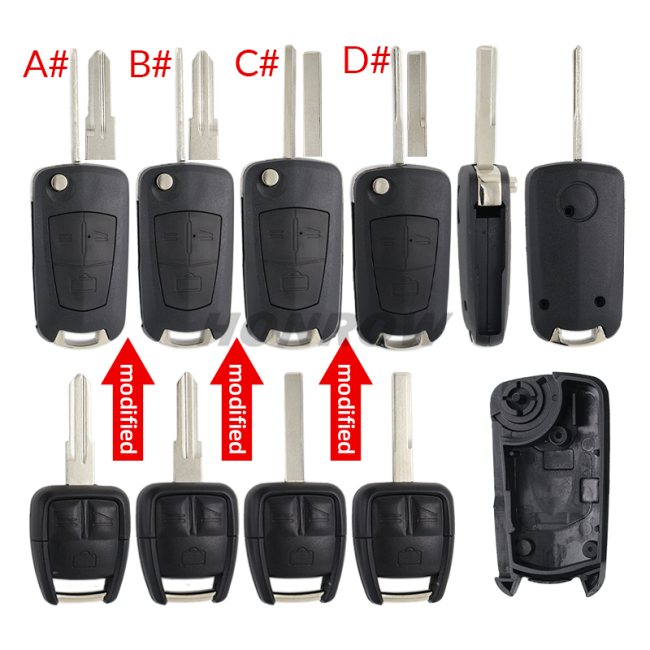 For Opel 3 button modified flip remote key blank