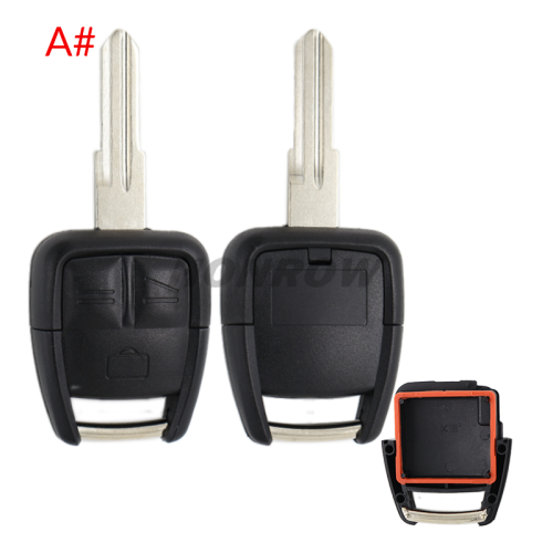 For Opel 3 button remote key shell with key blade A# HU46 left key blade B# YM28 right key blade C# HU101 key blade D# HU43  key blade