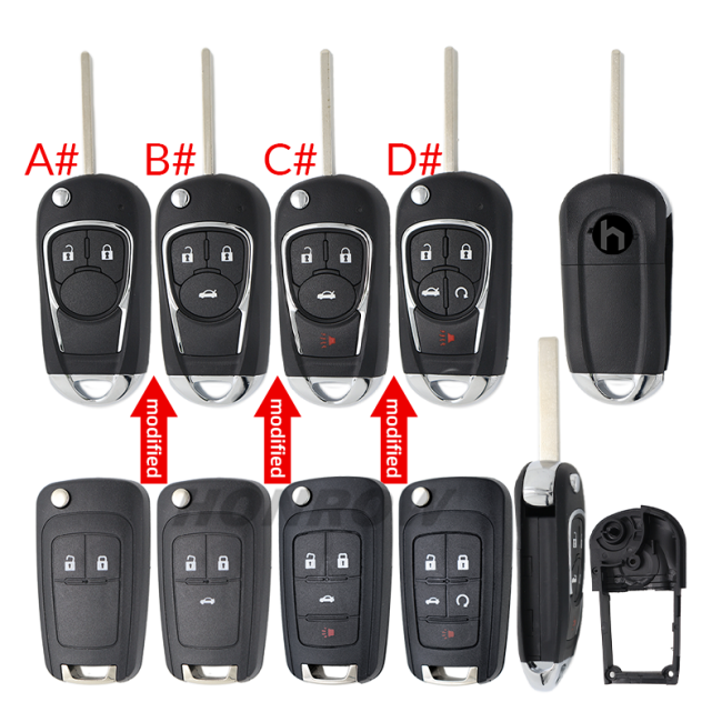 For Opel 2/3/3+1/4+1 button modified remote key blank