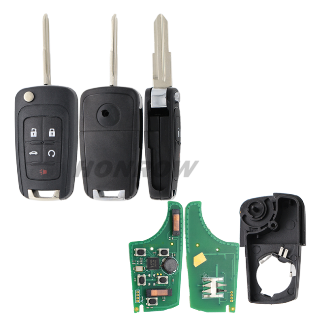 For Chevrolet keyless 4+1 button remote key with 315mhz PCF7952 Chip
