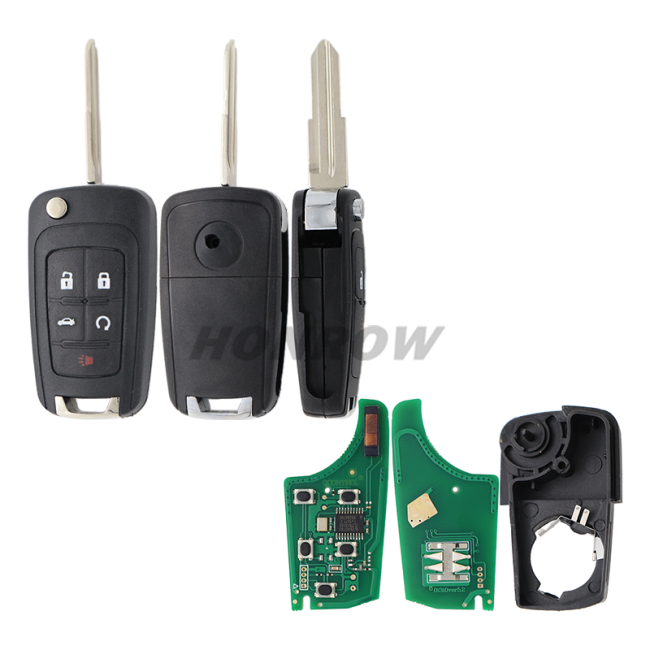 For Chevrolet 4+1 button remote key with 433mhz ID46  PCF7937E(Pcf7941E)   Chip