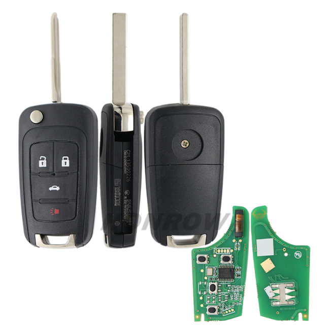 For Chevrolet 3+1 button remote key with 433mhz ID46 PCF7937E(Pcf7941E)   Chip