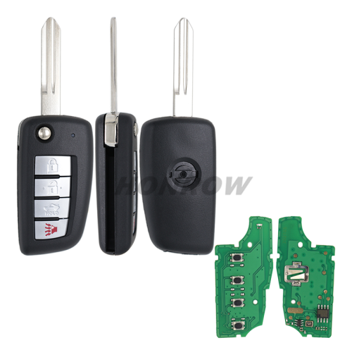 For Nissan 4 button remote key with 433mhz electronic wave modle