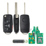 For VW 4+1 button remote key with ID48 Chip 433MHz 315MHz  Remote Key  5K0837202AD 5K0837202AE For VW  Multivan T5 Sharan Caravelle 2009-2015
