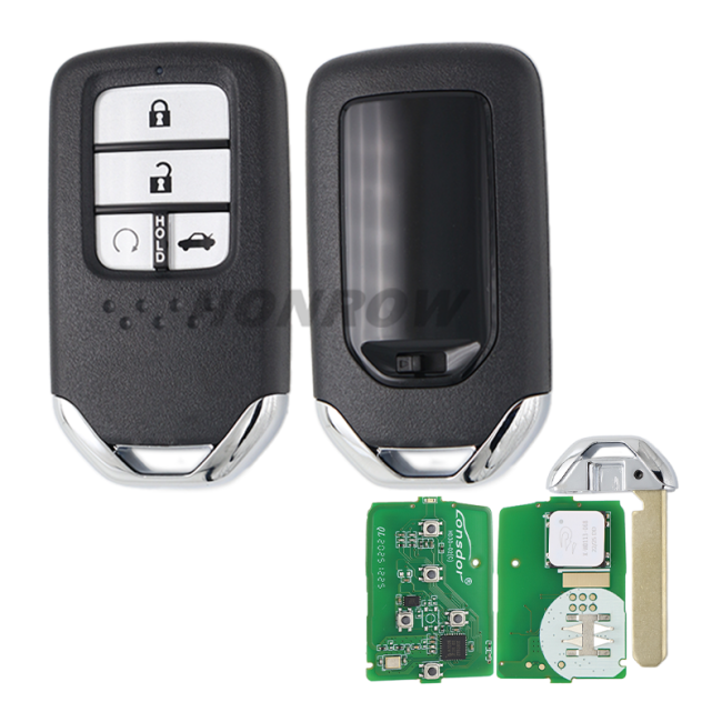 Lonsdor Honda HD30-03 4 button smart key Support ID46 ID47 ID4A chip,Frequency313.56/314.12/313.85/433.66/434.18/433.92 98% Coverage 2013-2025 50+ Models All Honda Keys CIVIC'ACCORD CR-V ODYSSEY HR-V.etc