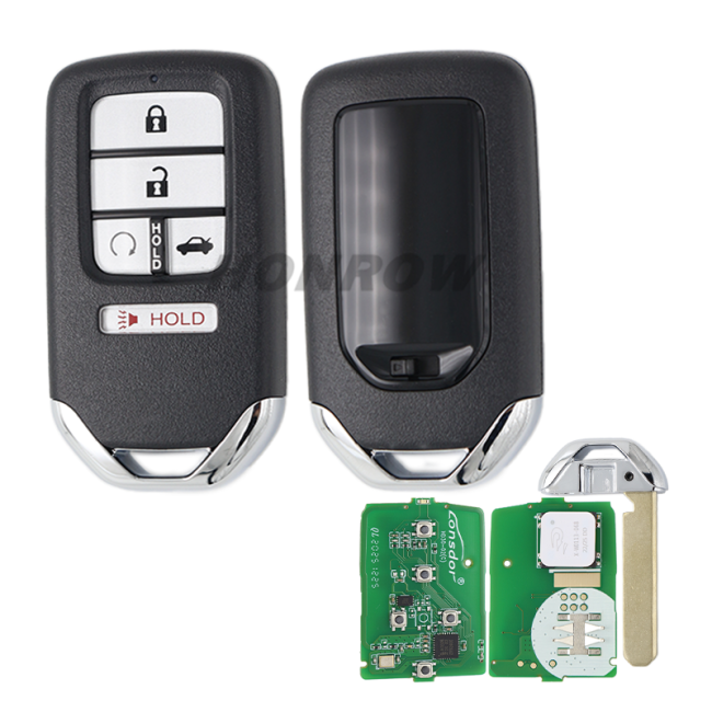 Lonsdor Honda HD30-06 4+1 button smart key Support ID46 ID47 ID4A chip,Frequency313.56/314.12/313.85/433.66/434.18/433.92 98% Coverage 2013-2025 50+ Models All Honda Keys CIVIC'ACCORD CR-V ODYSSEY HR-V.etc