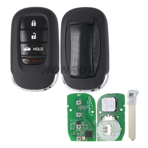 Lonsdor Honda HD30-15 3+1 button smart key Support ID46 ID47 ID4A chip,Frequency313.56/314.12/313.85/433.66/434.18/433.92 98% Coverage 2013-2025 50+ Models All Honda Keys CIVIC'ACCORD CR-V ODYSSEY HR-V.etc