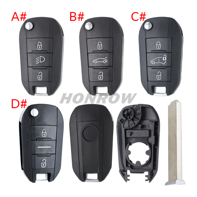 For Opel 3 button remote Key Shell with VA2 307 blade