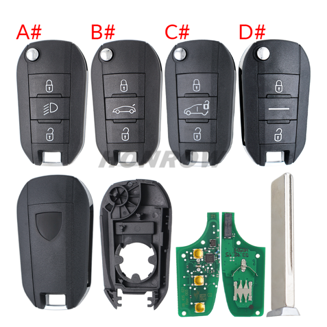 For original Peugeot 3 button remote key with  NCF296XMT Hitag AES 433mhz C2 before 2023