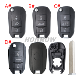 For Peugeot 3 button remote  Key Shell with VA2 307 blade EU version