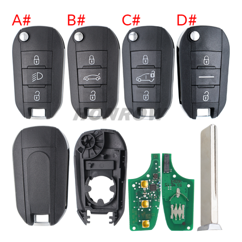 For original Peugeot 3 button remote key with  NCF296XMT Hitag AES 433mhz C2 before 2023