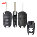 For Peugeot 3 button remote  Key Shell with VA2 307 blade EU version