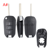 For Peugeot 3 button remote  Key Shell with VA2 307 blade EU version