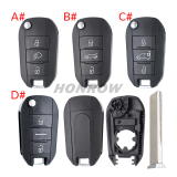 For Peugeot 3 button remote  Key Shell with HU83 407 blade EU version