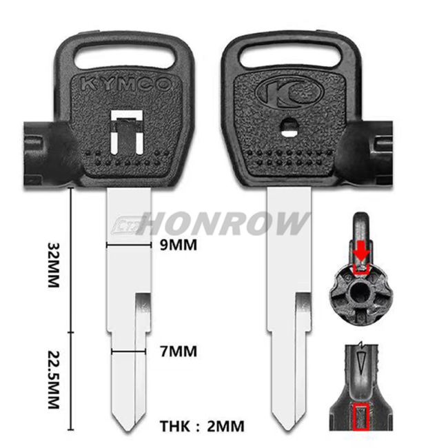 For KYMCO Motorcycle transponder key blank with right left blade