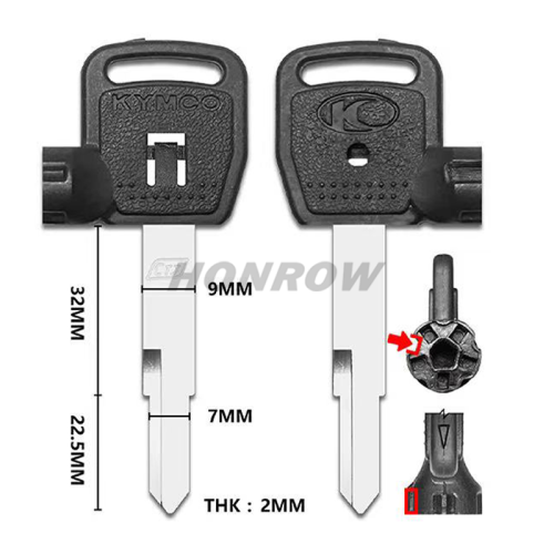 For KYMCO Motorcycle transponder key blank with right key blade