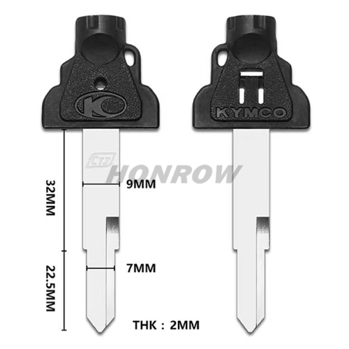 For KYMCO Motorcycle transponder key blank with right left blade