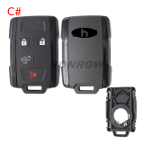 For Chevrolet black 2+1/3+1/4+1/5+1 buttons remote key shell, the side part is black