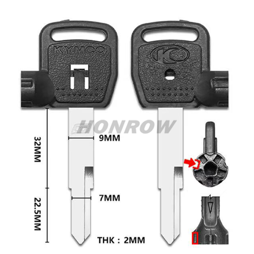 For KYMCO Motorcycle transponder key blank with right left blade