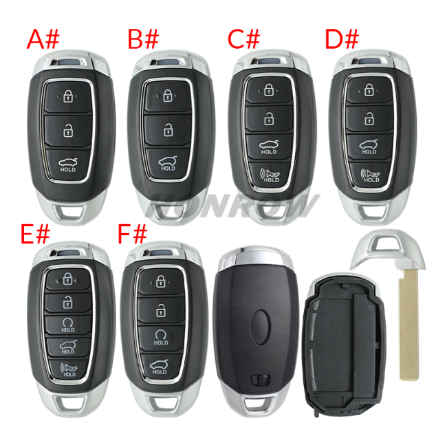 For 2021 new Hyundai 3/4/5 button smart remote key blank without  battery clamp